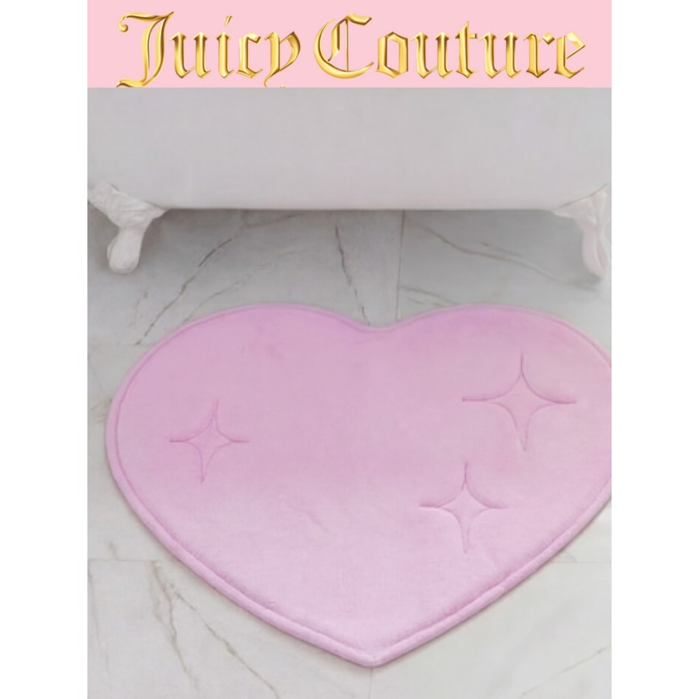 Juicy Couture Home Heart-Shaped Plush Bath Rug- Pink